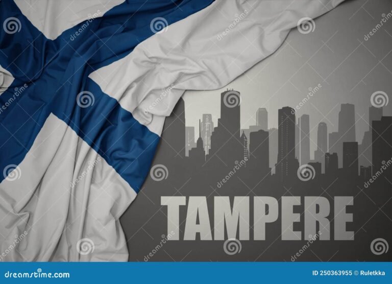 viron lippu ja tampereen kaupungin maisema